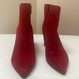 Marc Fisher Red Suede Ankle Boots size 6